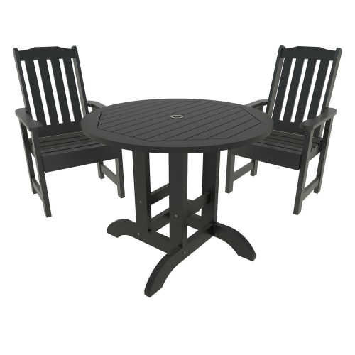 Sequoia Professional Blue Ridge Round Dining Set, 3 Piece Set, Black